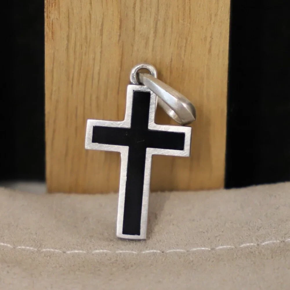 David Yurman Men's Sterling Silver Exotic Stone Cross Amulet with Black Onyx